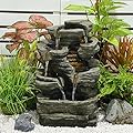 Bumilgar 6-Tier Cascading Rock Water Fountain Outdoor Garden Waterfall Decor for Garden, Patio, Backyard, Deck, Porch and Home Art Decor,24.4" H Outdoor Fountain with Lights