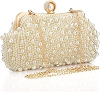 Veyiina Nero Pearl Evening Clutch Bag for Women - Handmade Sparkling Handbag for Wedding, Party, Prom, 3-in-1 Styles