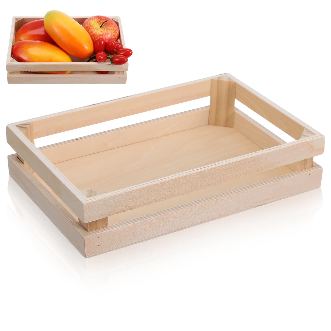 Alipis Wooden Storage Basket Small Rectangle Organizer for Kids Toys and Sundries Toy Storage Box for Home Kitchen Study and Nursery