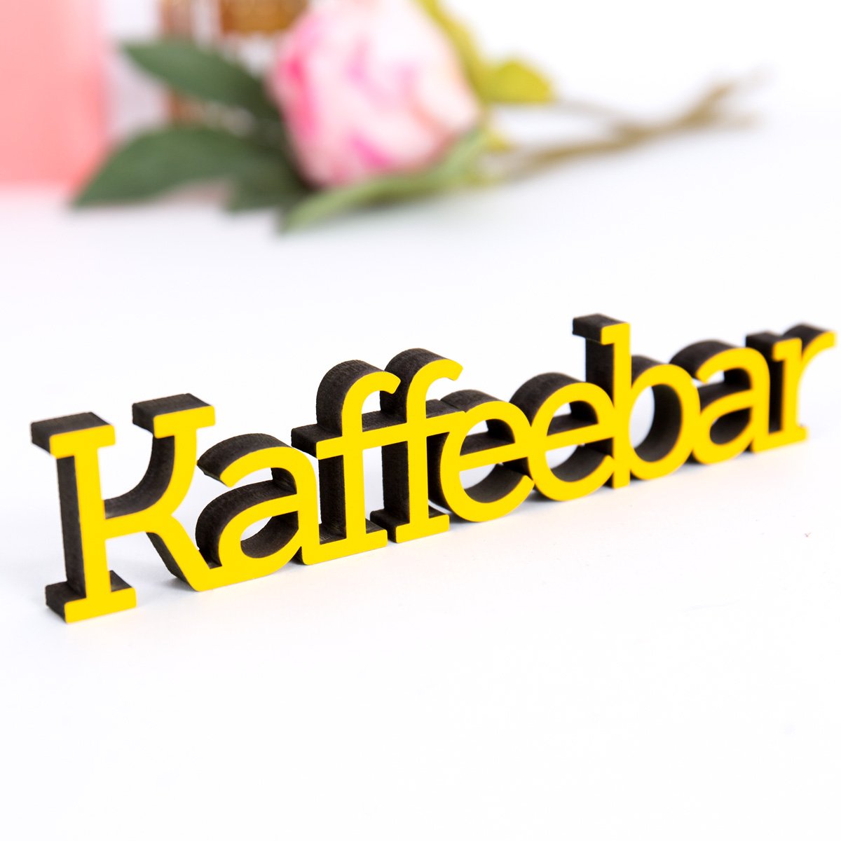 KLEINLAUT 3D-Schriftzug 'Kaffeeecke' – 15 X 2,8 Cm, Neon Rot, 32 Farben Wählbar, Made In Germany