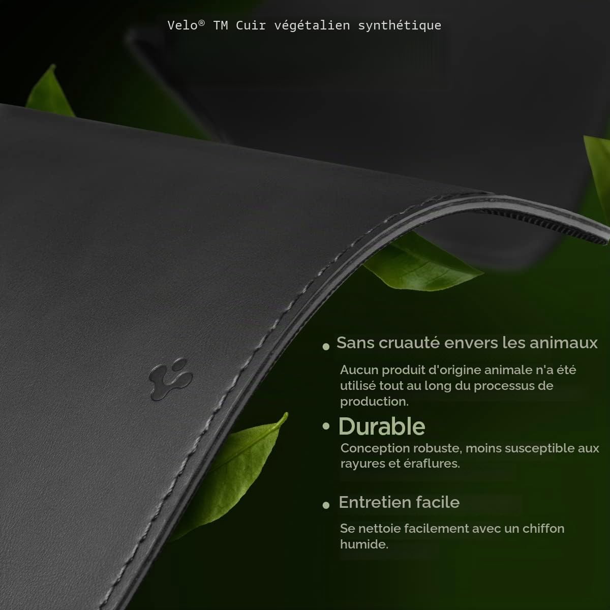 Spigen Tapis de Bureau Aimant Intégré Organisateur Câbles Sous-main Cuir PU Végan Tapis Souris XXL Imperméable Base Gomme Antidérapante Noir