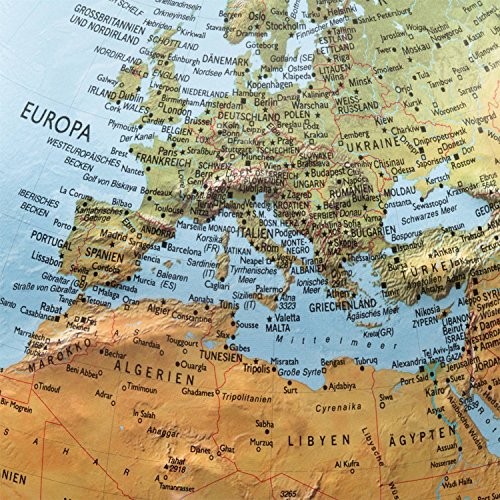 FRI 3017 Reliefglobus: FRI3017 Doppelbild-Leuchtglobus, fühlbare 3-D-Oberfläche, Holzfuß Buche , Metallmeridian silberfarben, Kabel integriert (Globus 3D-Oberfläche)