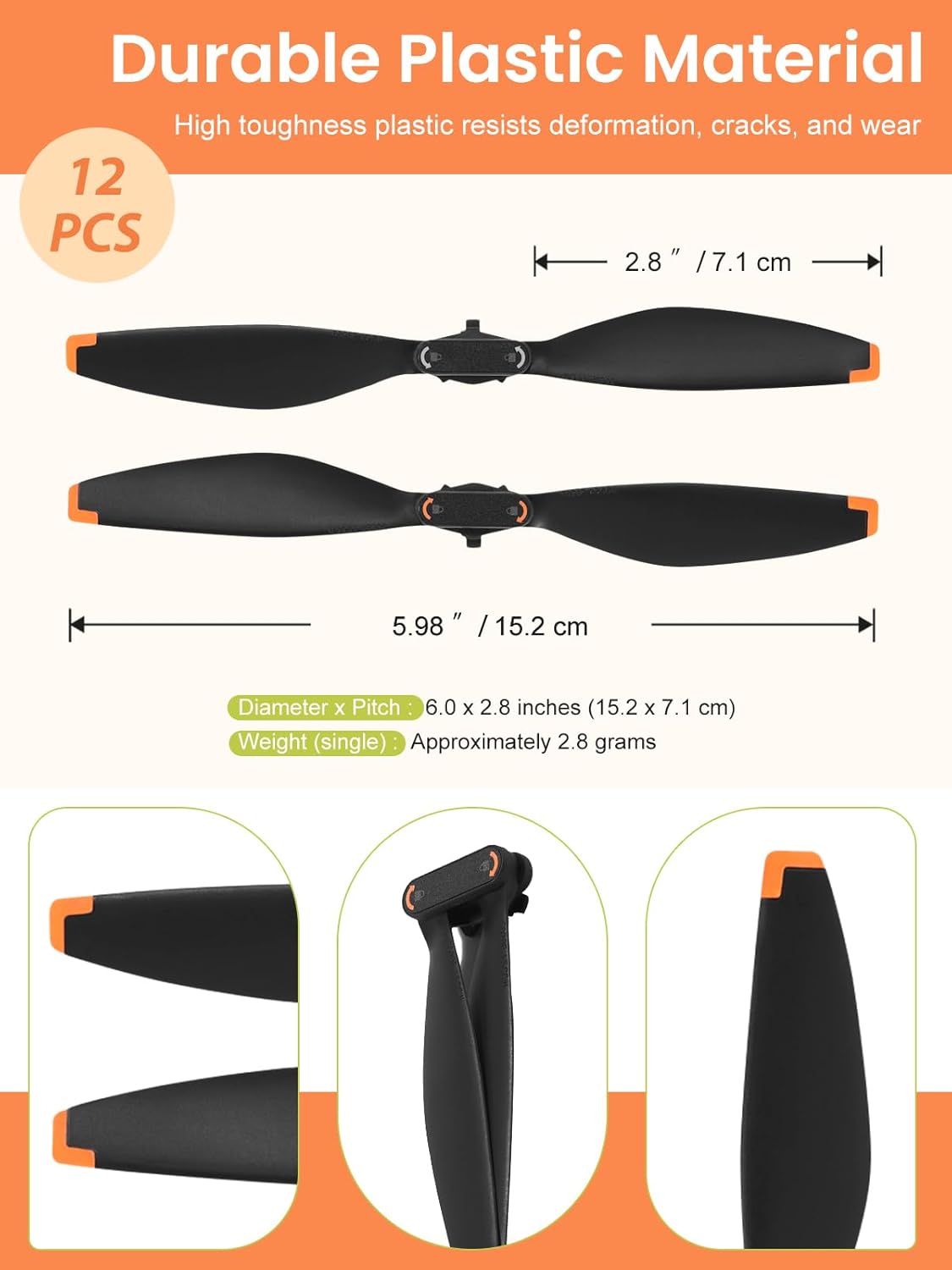 12Pcs Propellers for DJI Mini 5 Pro – Plastic Replacement Propeller Blades, Lightweight Quiet Low-Noise Design, Durable Flexible Drone Spare Parts
