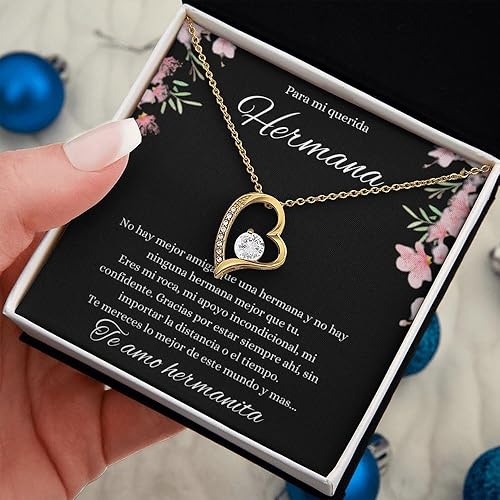 Miniatura 9 de Regalos para hermanas en español Collar De Corazon Para mi Querida Hermana Regalos De Cumpleaños Para Hermana Aniversario Regalo de Amor Para