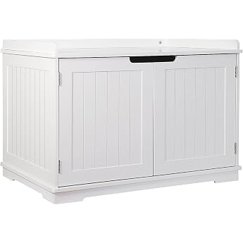 Cat Toilet Box, Wooden Cat Toilet Cover, Cat Cabinet, Cat Furniture, Cat Toilet Storage, Cat Litter Splatterproof, Width 29.5 x Depth 20.5 x Height 20.5 inches 75 x 51 x 52 cm, White