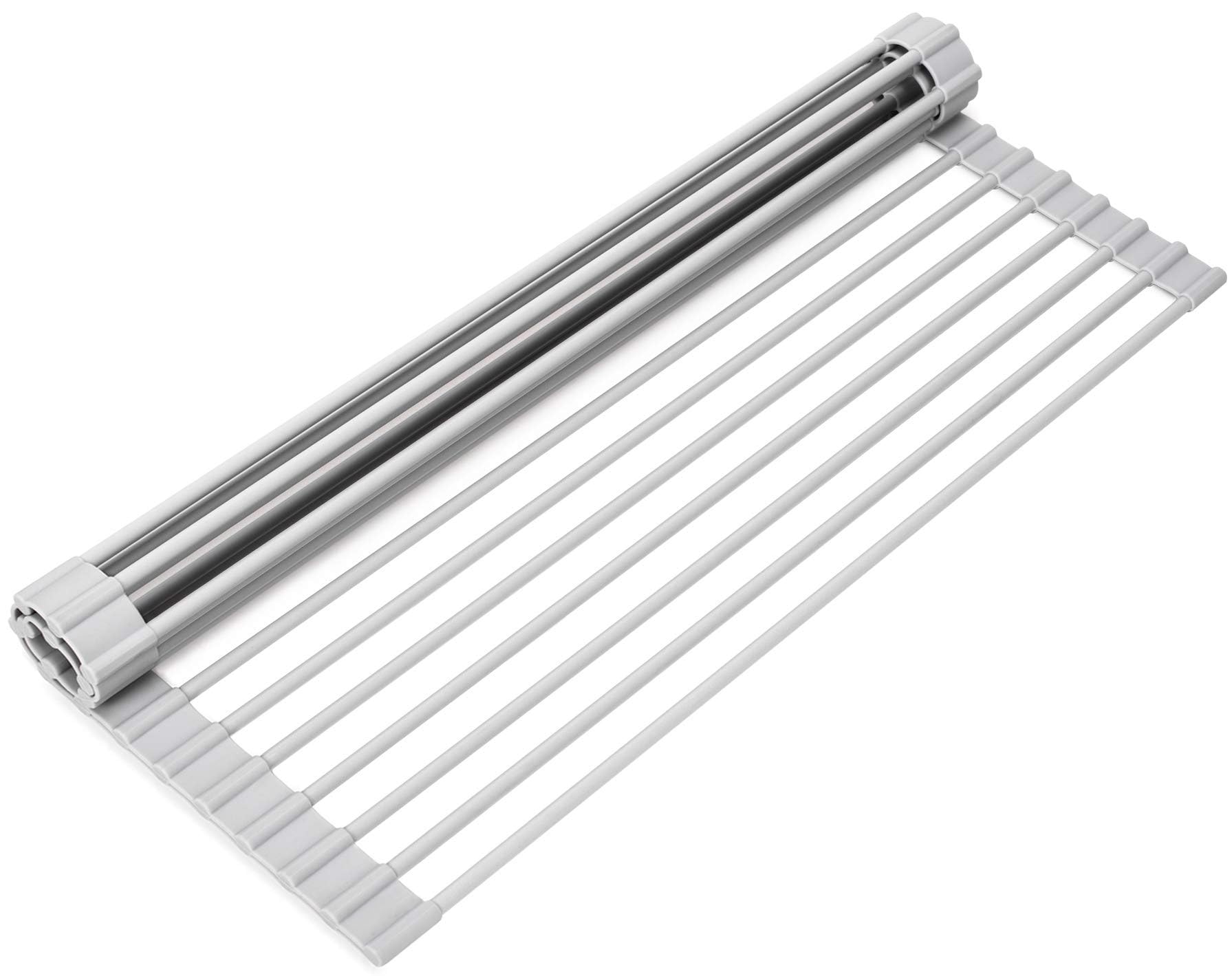 KameetyRoll up Dish Drying Rack Over the Sink Kitchen Roll up Sink Drying Rack Portable Dish Rack Dish Drainer Foldable SUS304 Stainless Steel Dish Drying Rack (17.5" x 13.1")