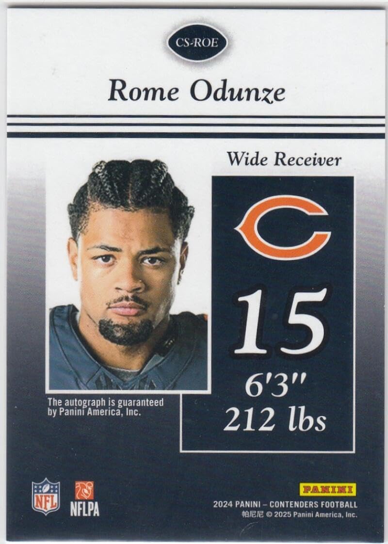 Football Trading Card 2024 Panini Contenders Rookie 99 SSD Autographs #CS-ROE Rome Odunze EX/NM Auto Bears /100