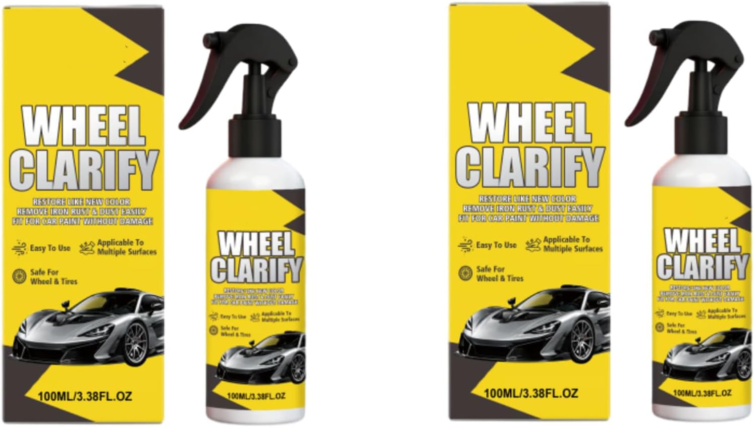 Automotive Rust Remover Spray, Routine Cleaning and Shine Care for Wheel Rims: Removes Brake Dust and Surface Rust — Suitable for Car Wheels (2PCS)