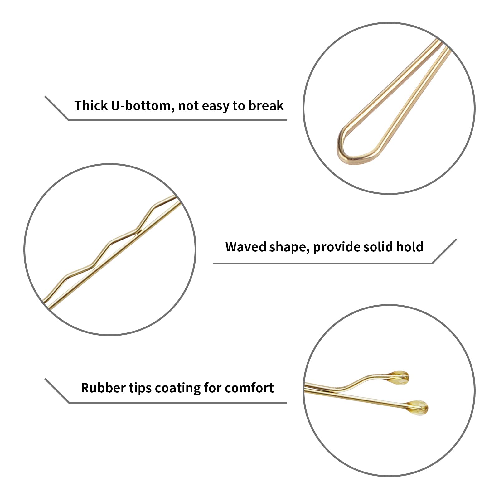 Vaincre Bobby Pin Haarnadeln – 150 Stück Bobby Pins für blondes Haar, goldene Haarnadeln mit Etui (Blond, 5,1 cm)