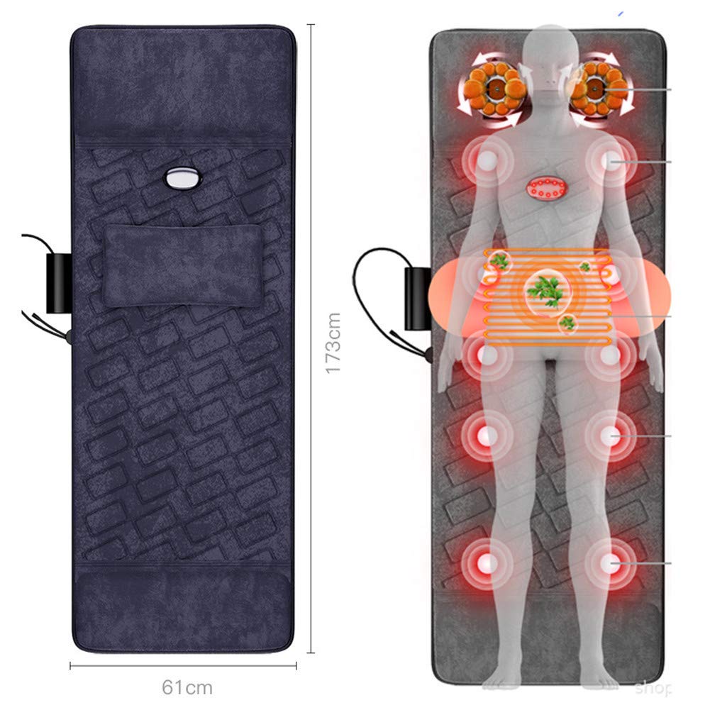 Cojín de silla de masaje con calefacción de cuerpo completo,Almohadilla de colchón de masaje vibratorio de amasamiento profundo,Estera de masaje de cuerpo completo para aliviar el dolor de cuello, esp