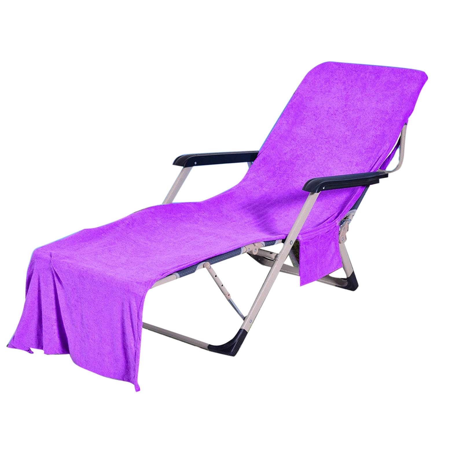 oneforus Lounge Chair Beach Towel Quick-drying Beach Chair Cover Towel Foldable With Side Pockets for Pool Lounger Outdoor