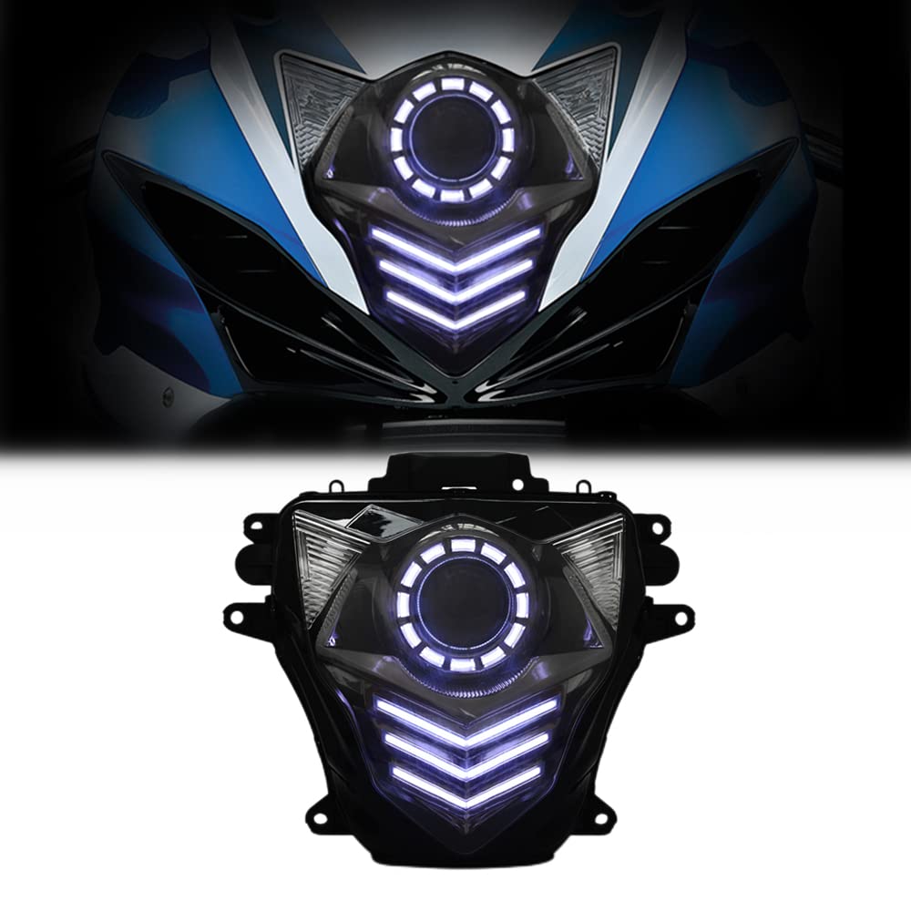 KT LED Headlight Assembly for Suzuki GSXR750 GSX-R750 2011-2024 White DRL Custom Modified Motorcycle Sportbike Front Head Lamp High/Low Beam Daytime Running Light