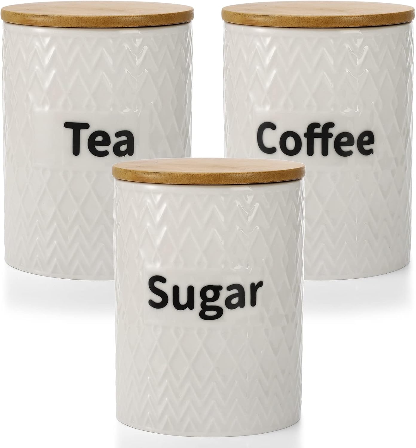 Peohud 3 Pack Ceramic Kitchen Canister Set, 29oz Airtight