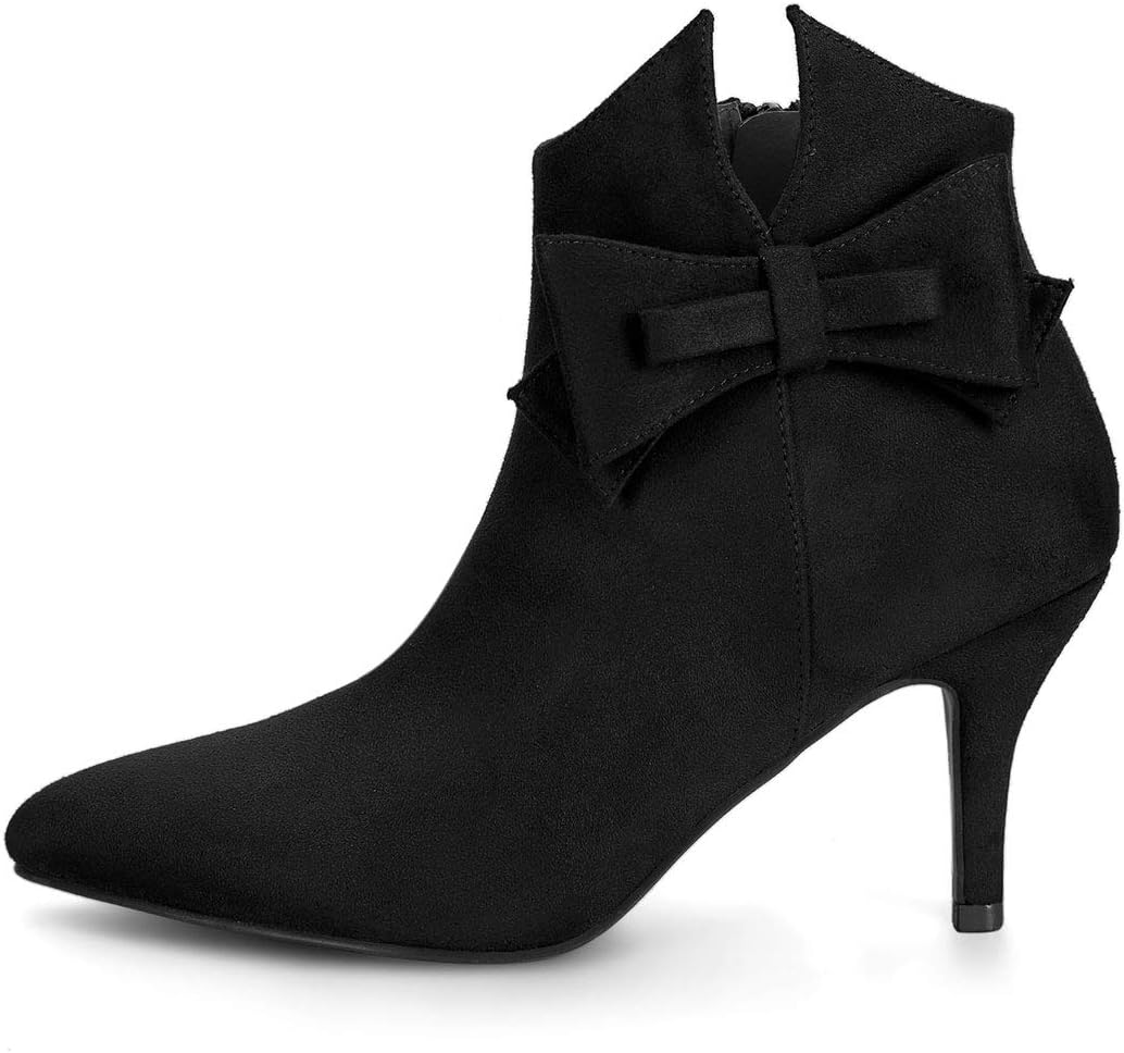 Allegra K Women's Point Toe Bow Stiletto Heel Ankle Boots - Image 7