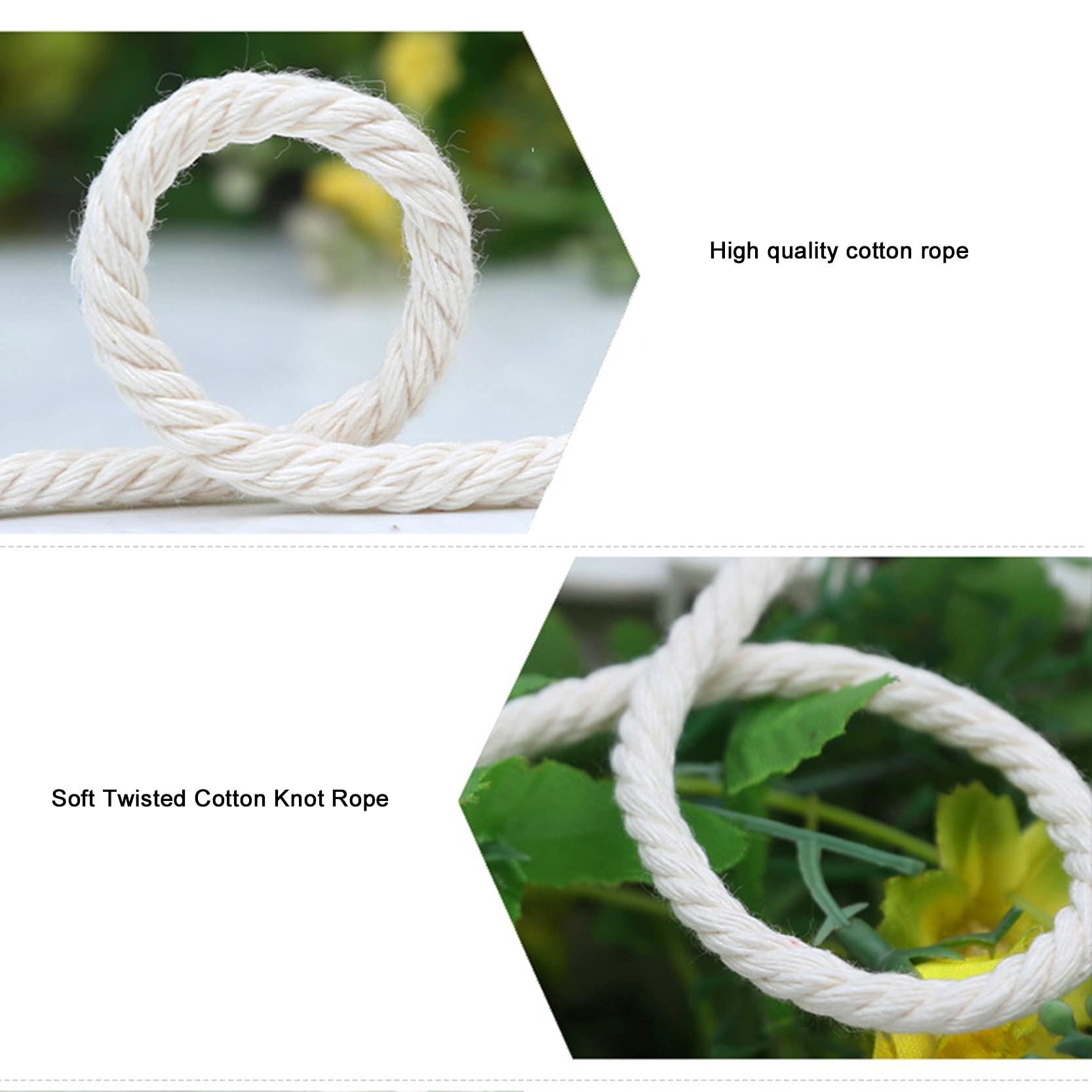 ZNKZJ Baumwoll Makramee Garnfür Makramee Wandbehang,200 m weiches, verdrehtes Makramee-Seil aus natürlicher Baumwolle,Multifunktionales Baumwollstrick-Bastelseil,Beige-5mm