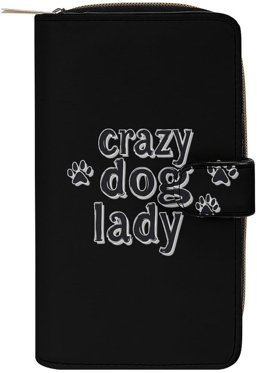 Crazy Dog Lady Paws Womens Wallet for Men Slim Purse Clutch Handbag with Card Holder