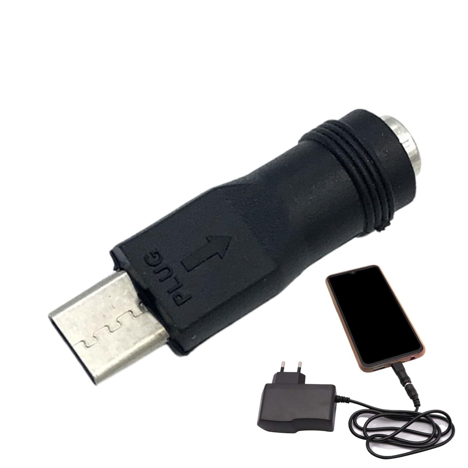 to DC Adapter - Type C Male to 5.5x2.1mm Female Connector, 5V Barrel Plug Converter | USB C to DC Adapter for Laptop, PC, Station, Router, Small Electronics, Charging