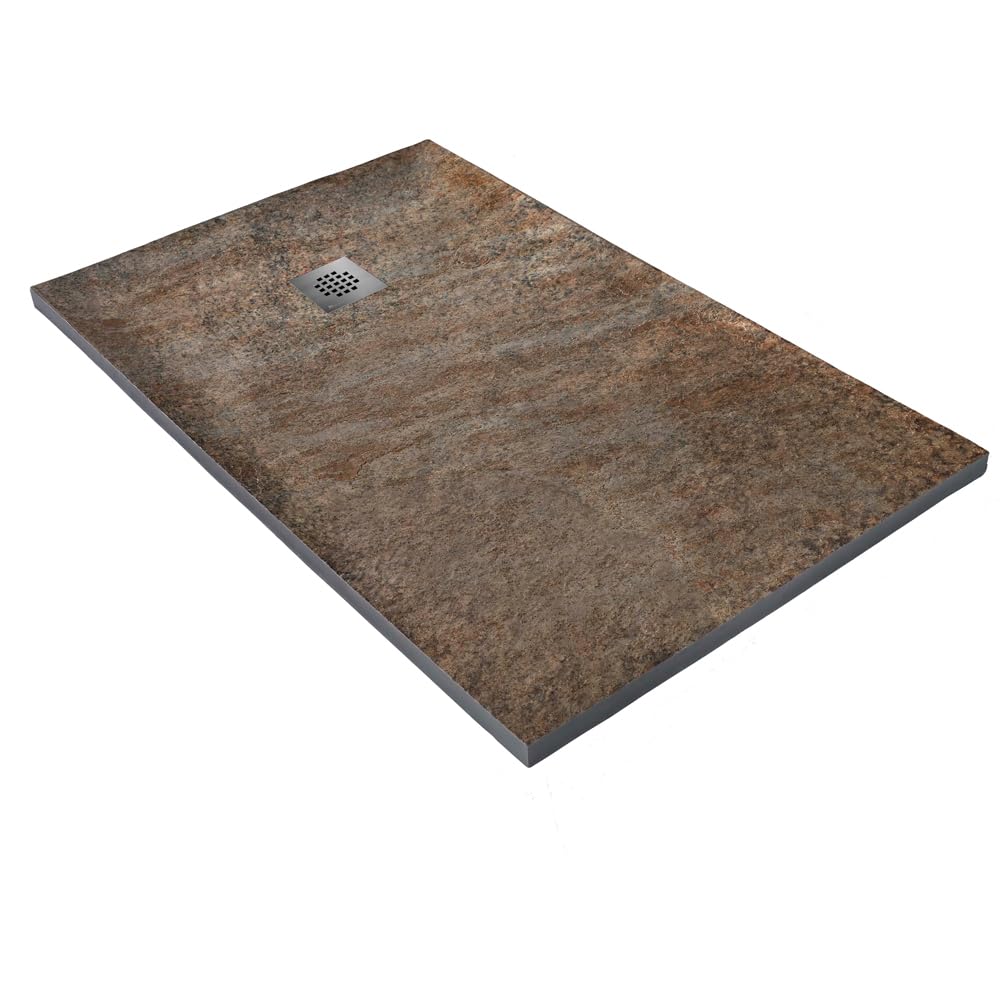 Receveur de douche haute densité aspect pierre - grille carrée (Cuivre 902, 150 x 100 cm)