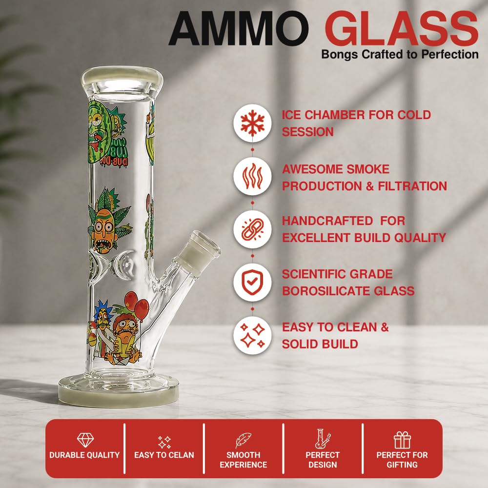 Ammo Glass® BONG 10 inch Glass Bong | 300% Diffusion due to Special Down-Stem