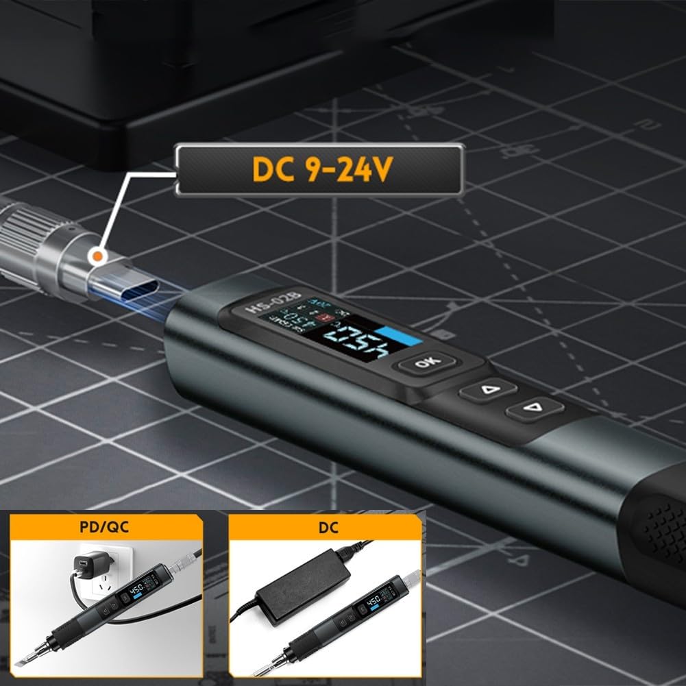 ZYWUOY Kit de Soldador, para soldadores eléctricos Inteligentes para FNIRSI HS02B PD 100 W, Kits de Temperatura Constante, Control preciso de Temperatura