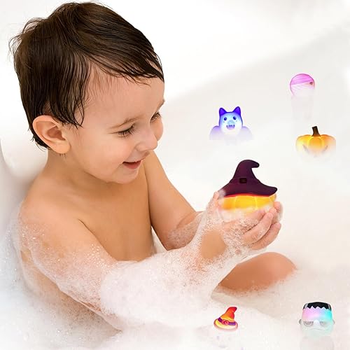 Miniatura 4 de Jofan Paquete de 6 juguetes de baño iluminados para Halloween, juguetes de Halloween para niños y niñas, regalos de fiesta de Halloween, bolsas de