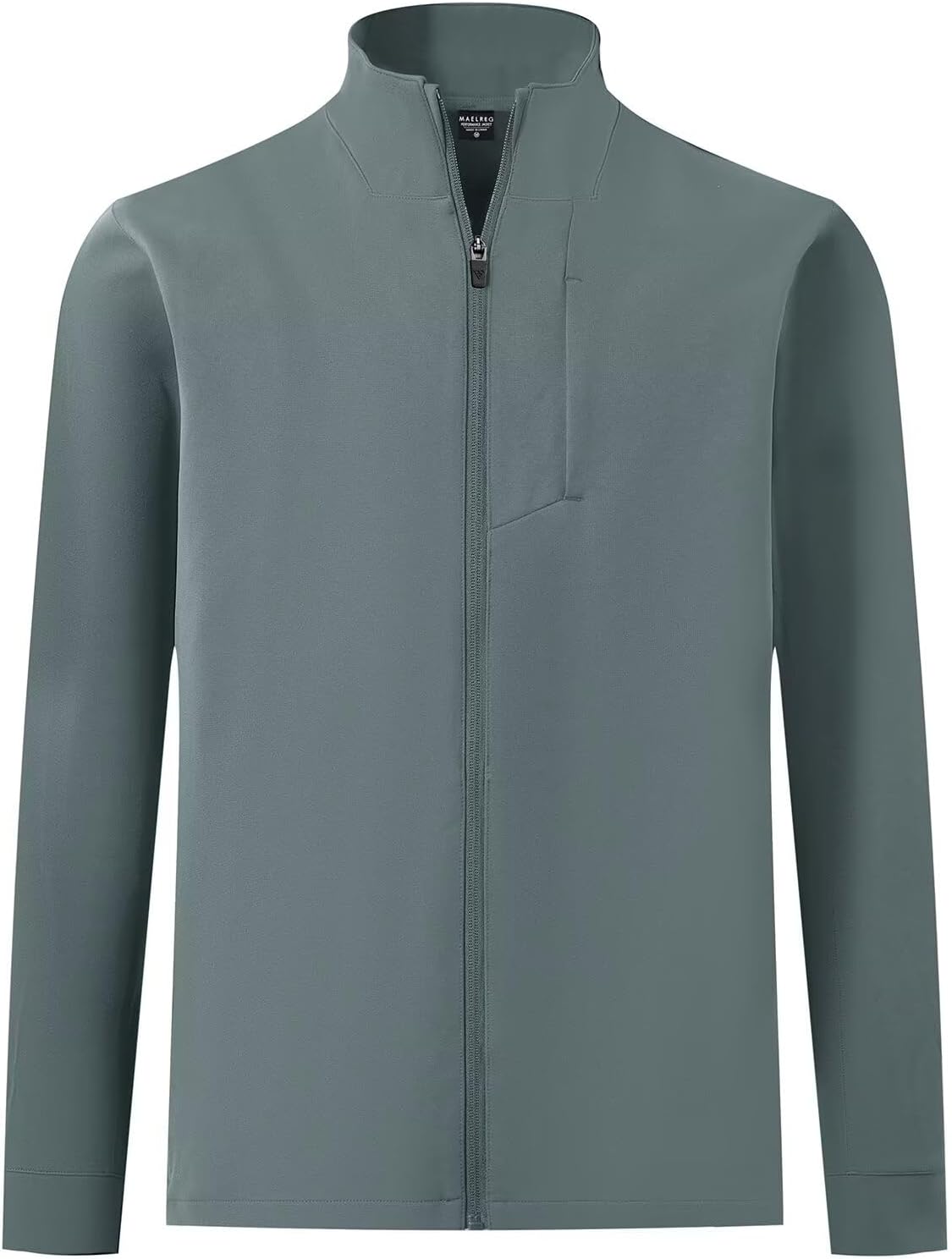 MAELREG Mens Full Zip Up Jacket Casual Stand Collar Lightweight Golf Softshell Windbreaker Jacket for Men 5 Pockets