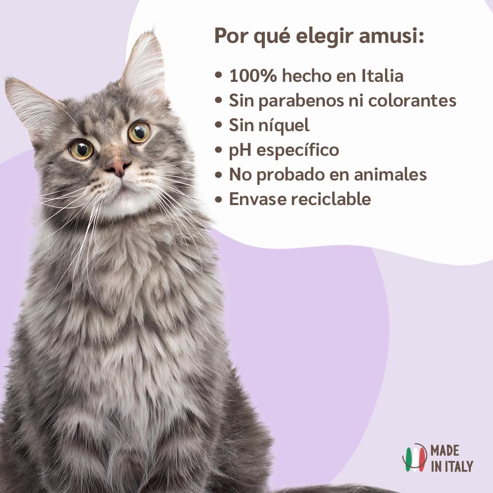 Aceite de Neem Spray para Gatos de Amusi 100 ml Made in Italy 100% Natural y Vegano | Spray Gatos antipulgas - contra Insectos y Pulgas - contra Garrapatas, Mosquitos, Moscas, Ácaros y Piojos