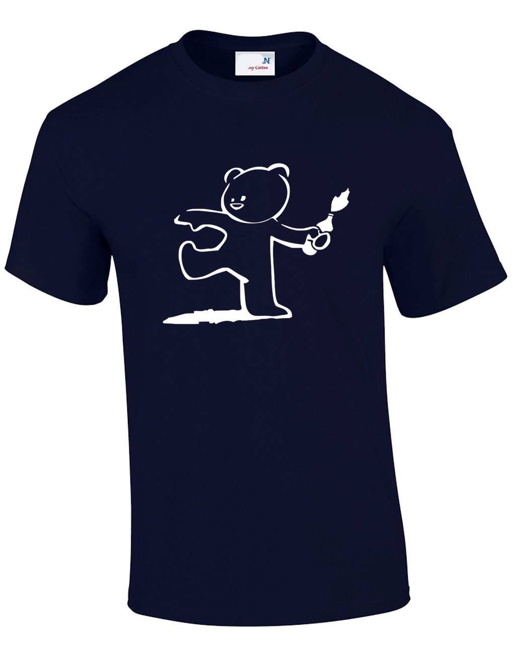 Crown Designs Men's Navy Teddy Bear Banksy Style Novelty Gifts For & Teenagers T-Shirts Tops - /Large