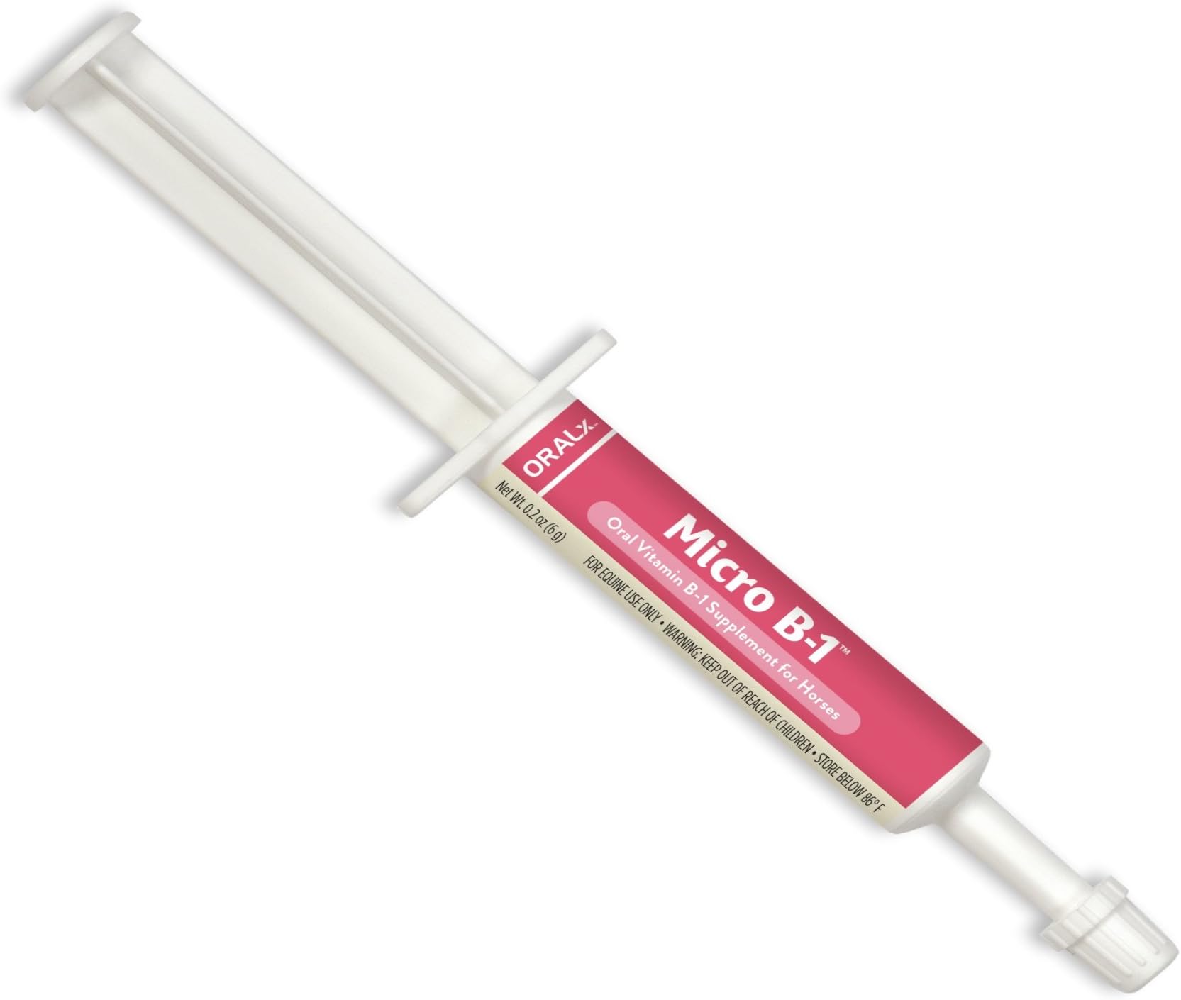 Oralx Micro B-1. Oral Vitamin B-1 Supplement for Horses. Contains Thiamine (VIT B-1). Helps Support Healthy Metabolism During Exercise and Growth. Easy-Dose Oral Syringe. 0.2 Oz (6 g). Made in USA.