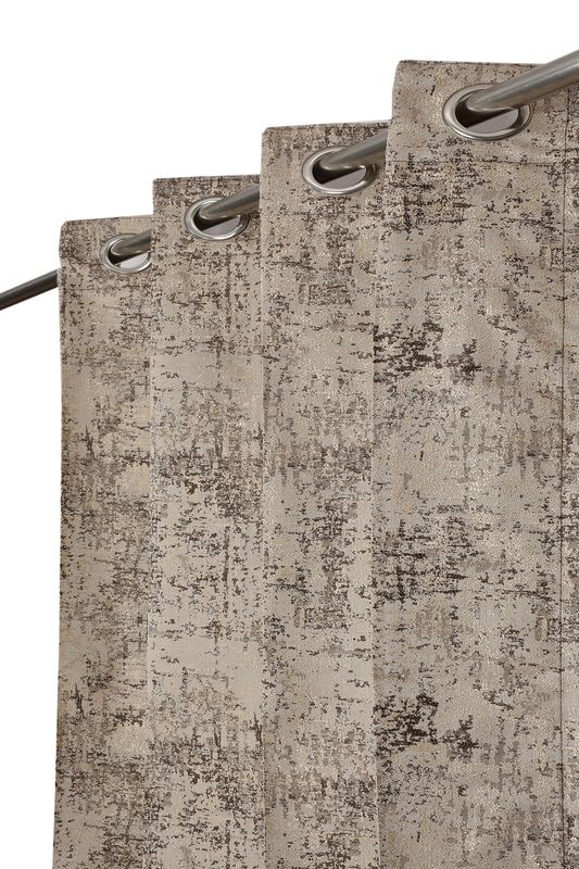 gsd home Premium Heavy Jacquard Fabric Room Darkening Creation Texture Design Curtains 8 Feet for Door, Brown, 2 Pieces