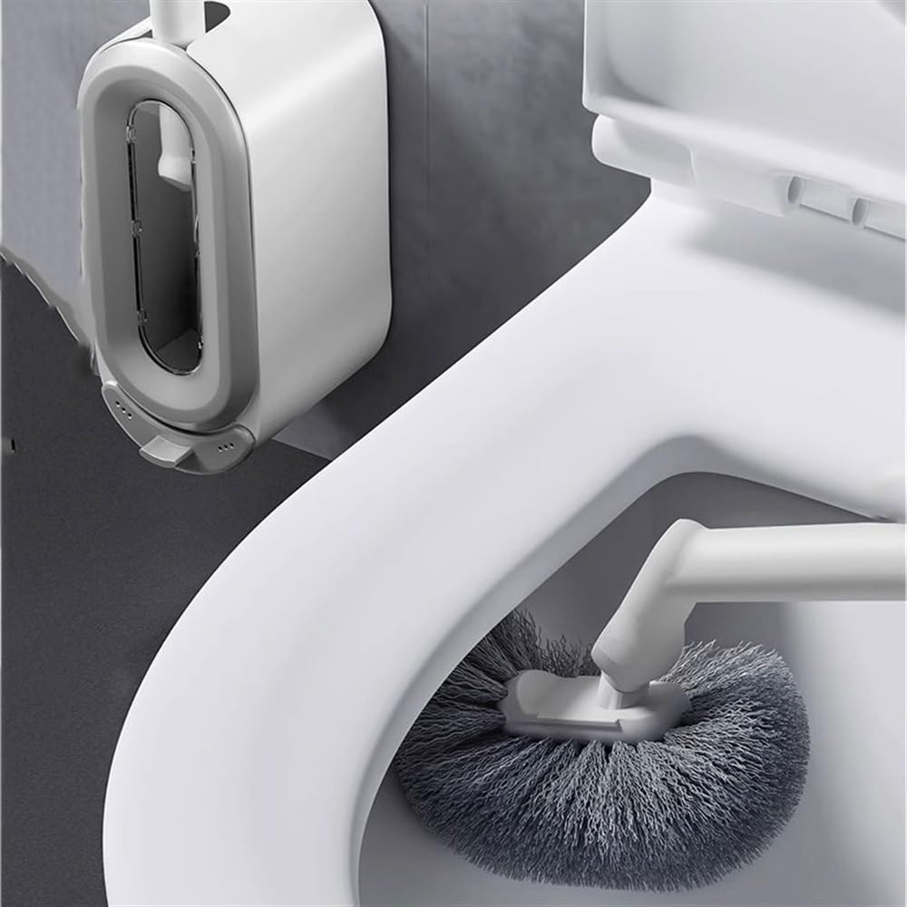 Flexible Toilettenbürste mit Wandhalter ohne Bohren Design Kunststoff Bad WC Reiniger mit weichen Borsten Platzsparendes WC Bürstenset
