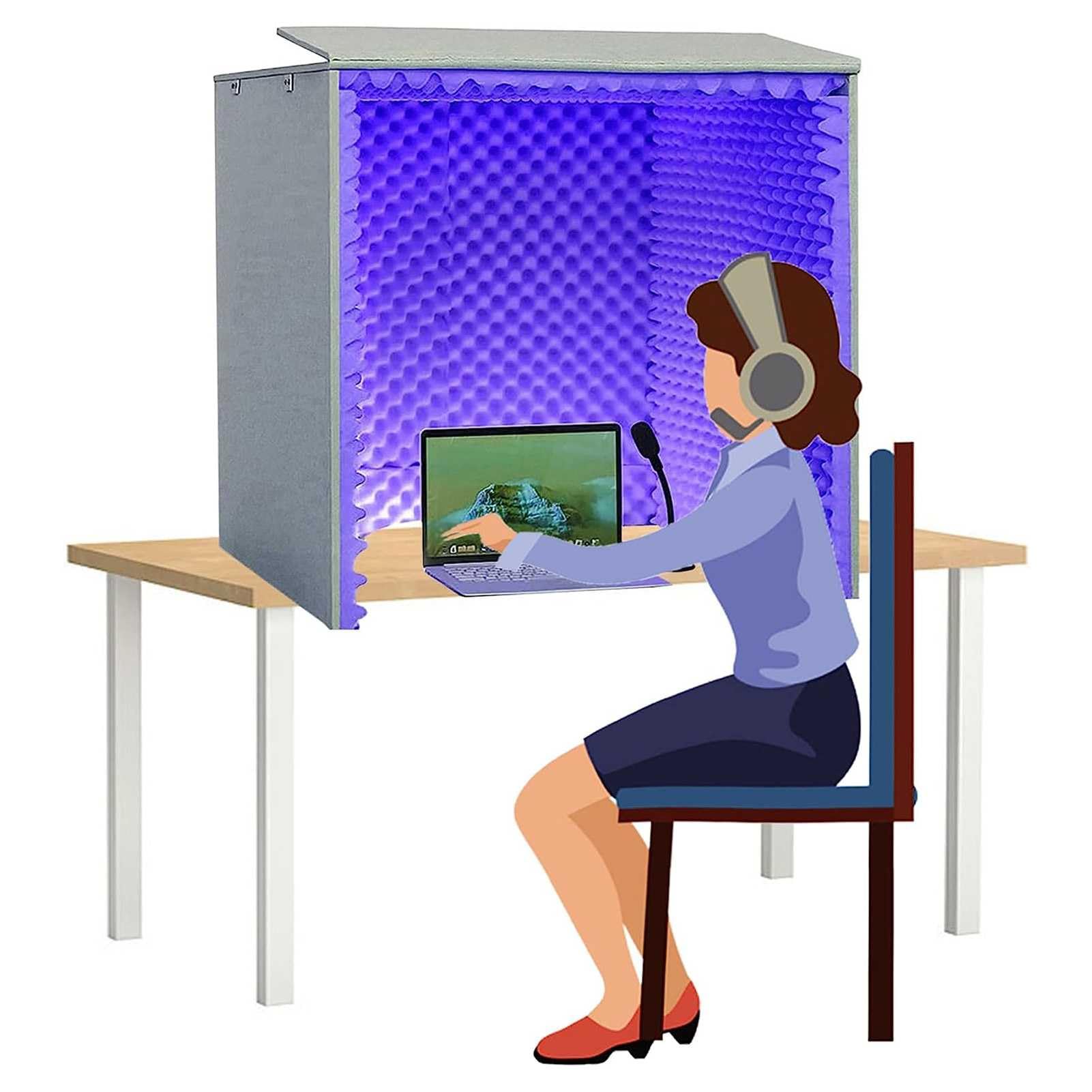 Cabina de grabación Vocal portátil,Cubierta insonorizada de Escritorio,Cubo de Cabina de Aislamiento de micrófono,Reducción de Ruido para grabación de podcasts de Estudio, Canto, r