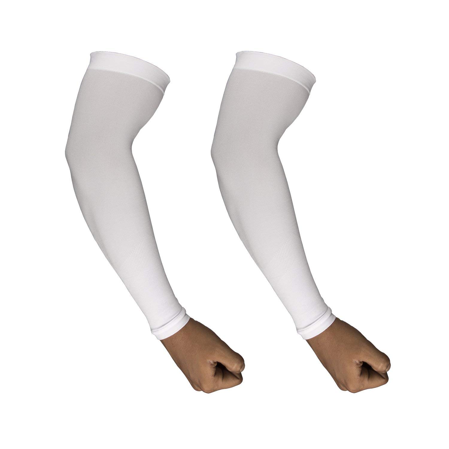 QUEERY Men's Sports Arm Sleeves (White, Pack of 1 Pair)