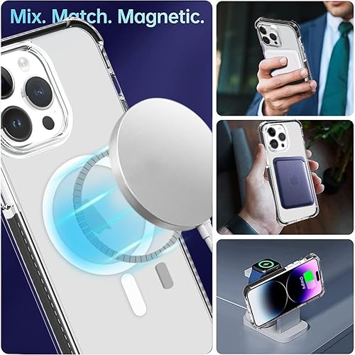 Miniatura 4 de MZELQ Funda magnética para iPhone 14 Pro Max soporte para MagSafe 2022, protección de cojín de cuatro esquinas, protección de cuerpo completo a