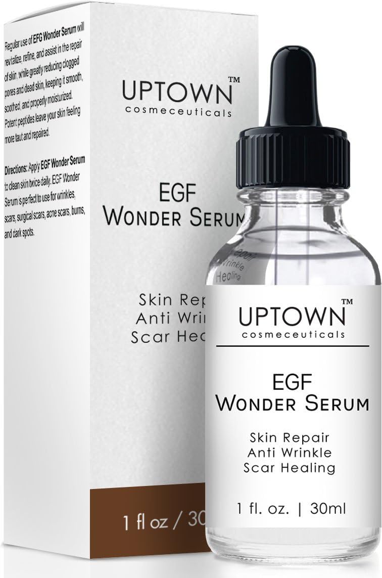 Uptown Cosmeceuticals Anti Wrinkle & Acne Scar Removal EGF Wonder Serum, Helps Reduce the Appearance of Scars, Wrinkles, Burns, and Dark Spots Visibly, 30ml by Uptown Cosmeceuticals
