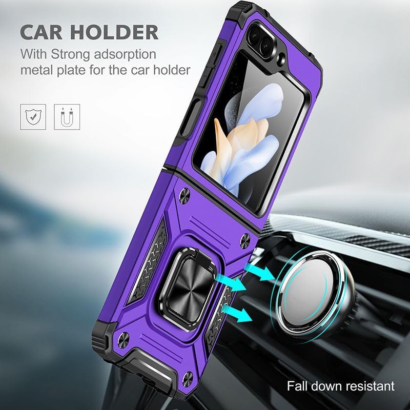 Coque compatible avec Samsung Galaxy Z Flip 7 FE rose rigide en silicone RingStand