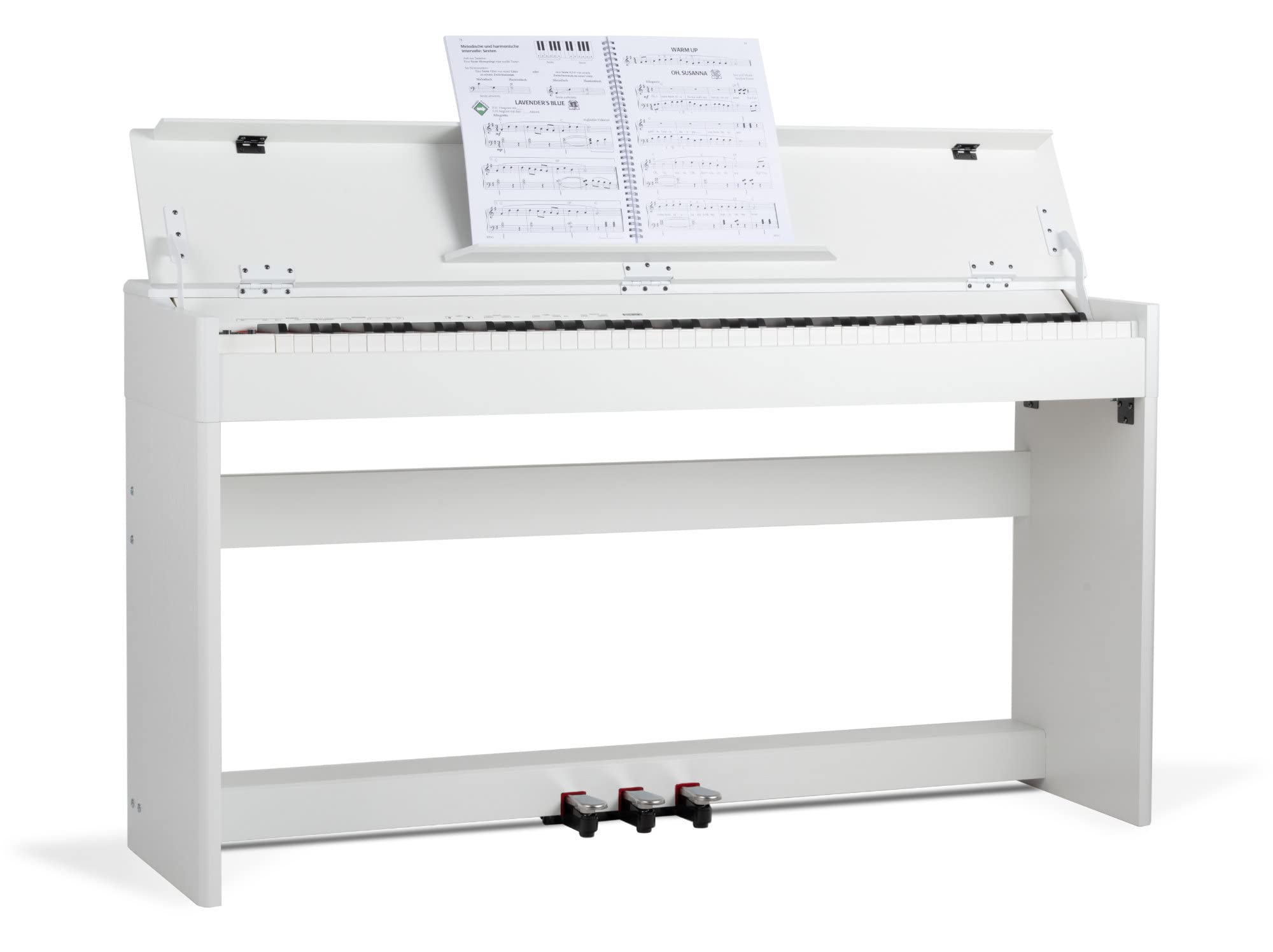 McGrey DP-18 WM Pianoforte Digitale Bianco Opaco - 88 Tasti Tastiera con azione a martello - Pianola musicale con USB, 128 suoni, 128 polifonie, 3 pedali - Piano digitale per scuola