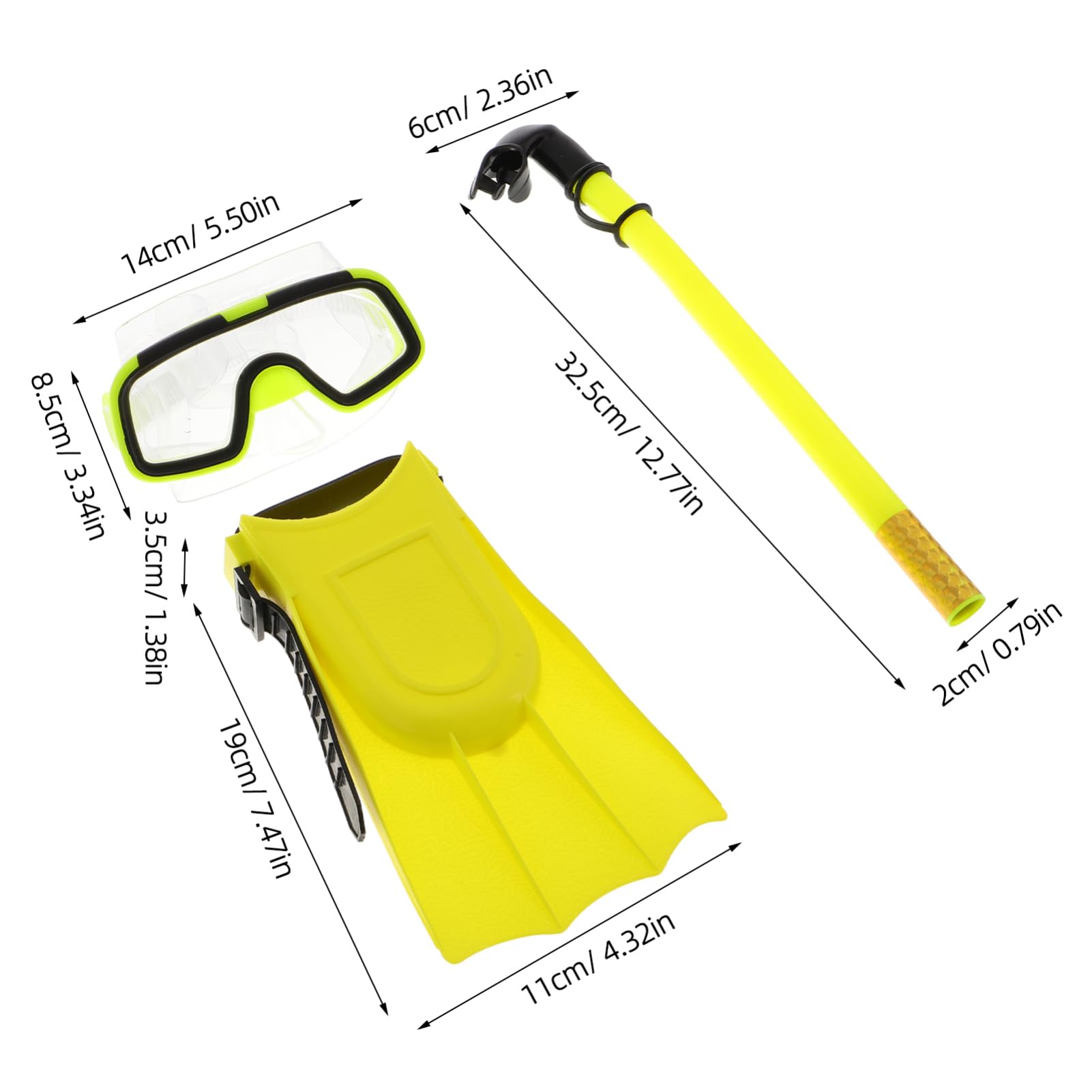 BESTonZON 1Set Snorkel Set Diving Gear with Dry Snorkel Fog Goggles and Flippers for Safe Comfortable Snorkeling and Swimming Kit for Ages