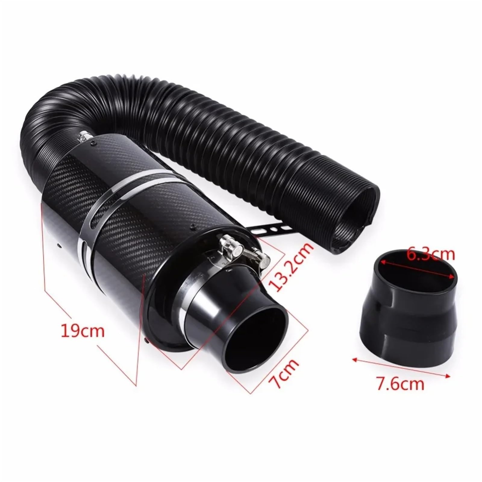 1 Set Universale Da 3 Pollici In Fibra Di Carbonio Filtro Aria Fredda Alimentazione Chiusa Aspirazione Kit Tubo Flessibile Induzione Tubo Aspirazione Aria