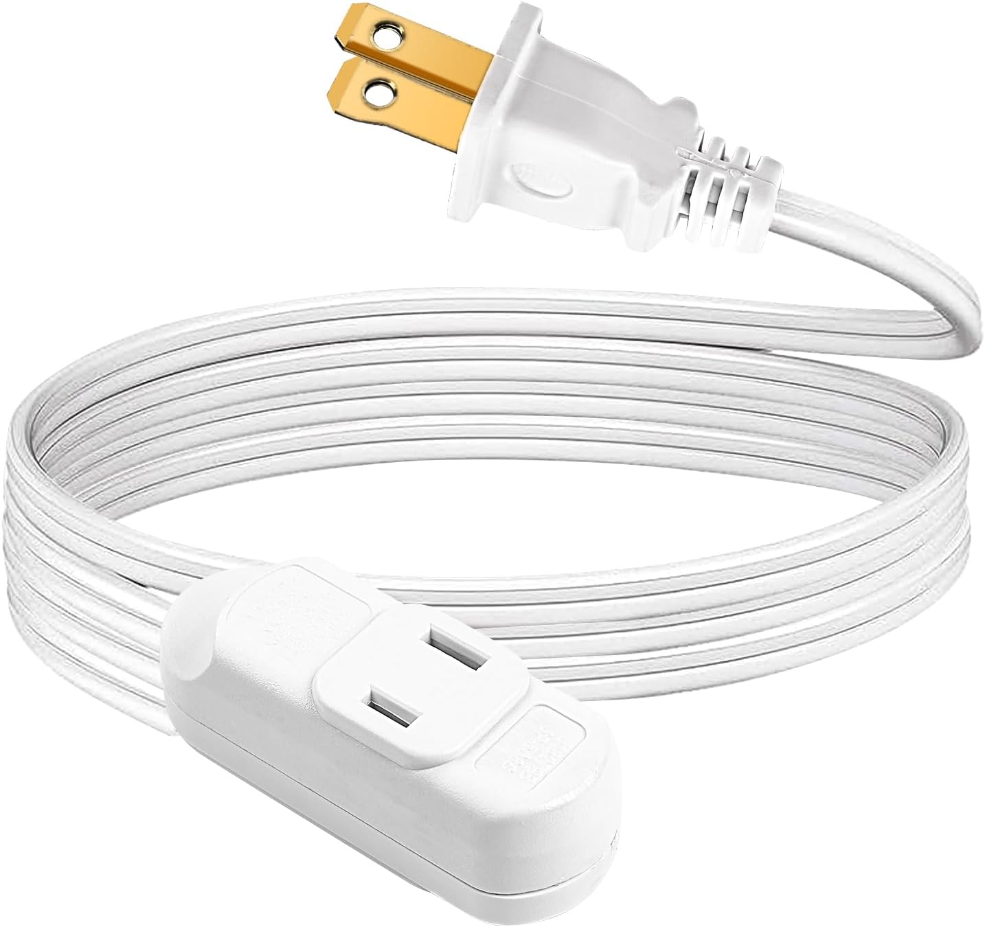 ZPSHYD Indoor Extension Cord, 14.7ft SPT-2 White Power Cable 16 AWG 13A 1625W with 3 Outlets and Safety Cover, 2 Prong Cable for Home, Office, RV, Multi-Device Charging
