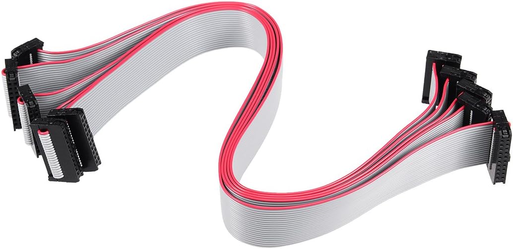 uxcell IDC 20 Pins Connector Flat Ribbon Cable Female Connector Length 30cm 2mm Pitch,5pcs
