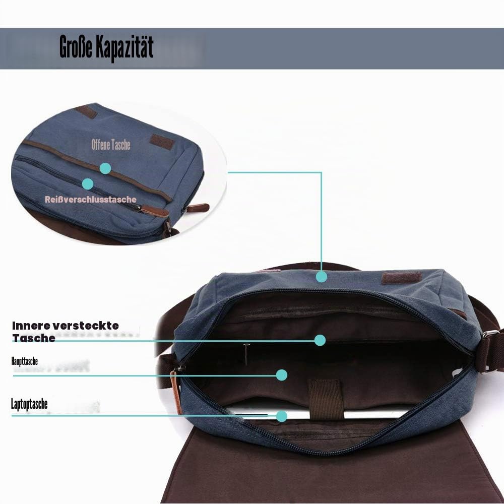 LOSMILE Herren Umhängetaschen, Leinwand Schultertaschen, Laptoptasche,Schulranzen, für Schule und Arbeits,für Männer und Frauen.