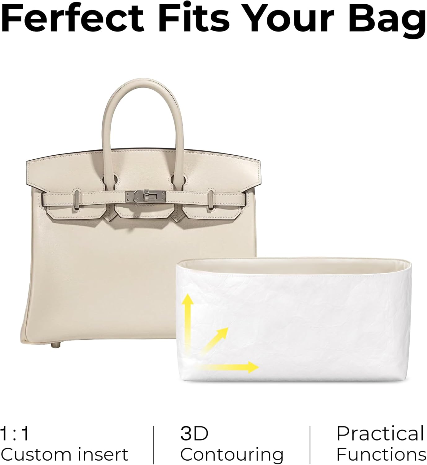 FANJI Project トートバッグ オーガナイザー インサート HERMES Birkin25ハンドバッグ用 カスタムフィット