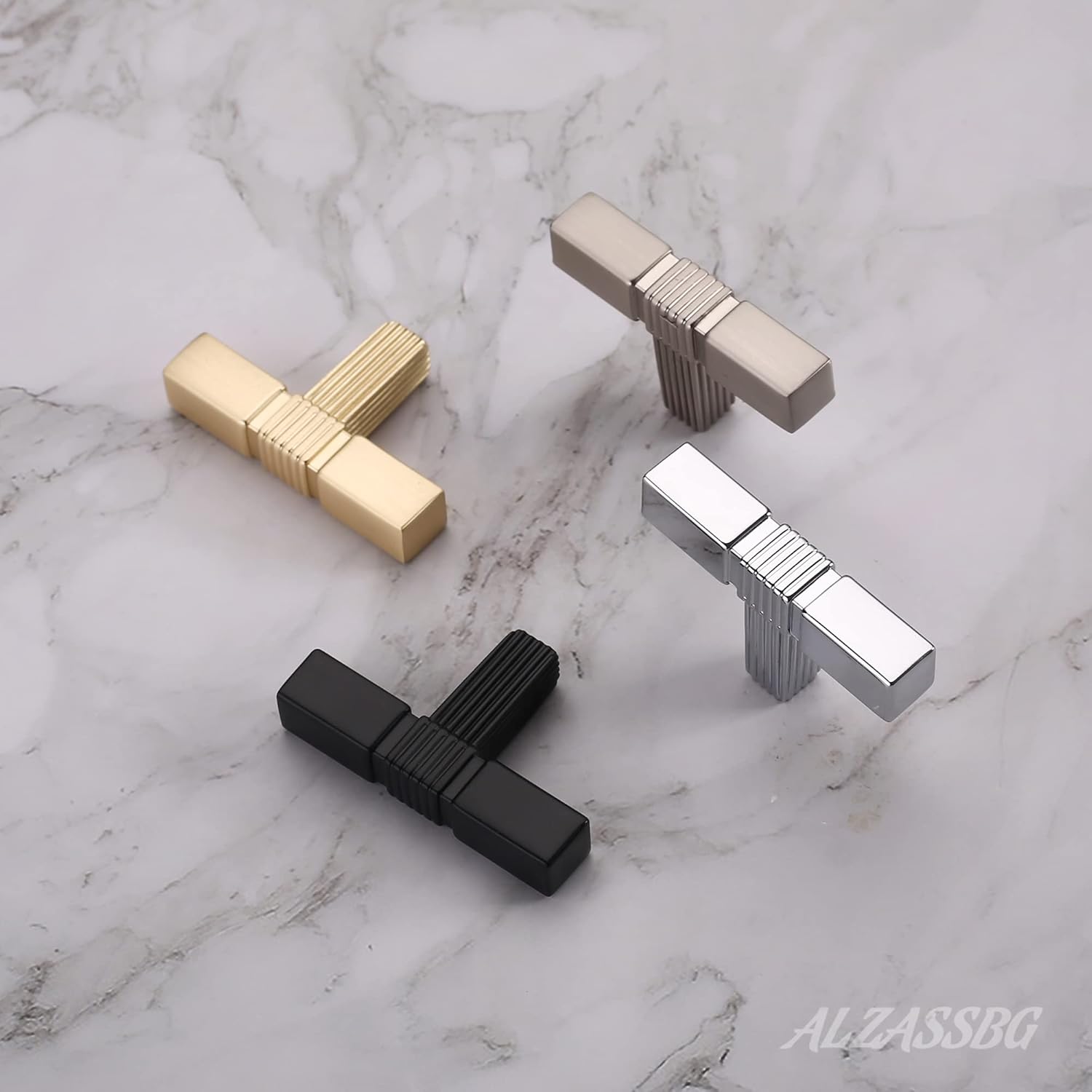 Alzassbg 10 Pack Brushed Satin Nickel Cabinet Knobs, 1.9 Inch(48mm) Cabinet Hardware Square Bar Knobs for Cupboard and Drawer AL6086SN