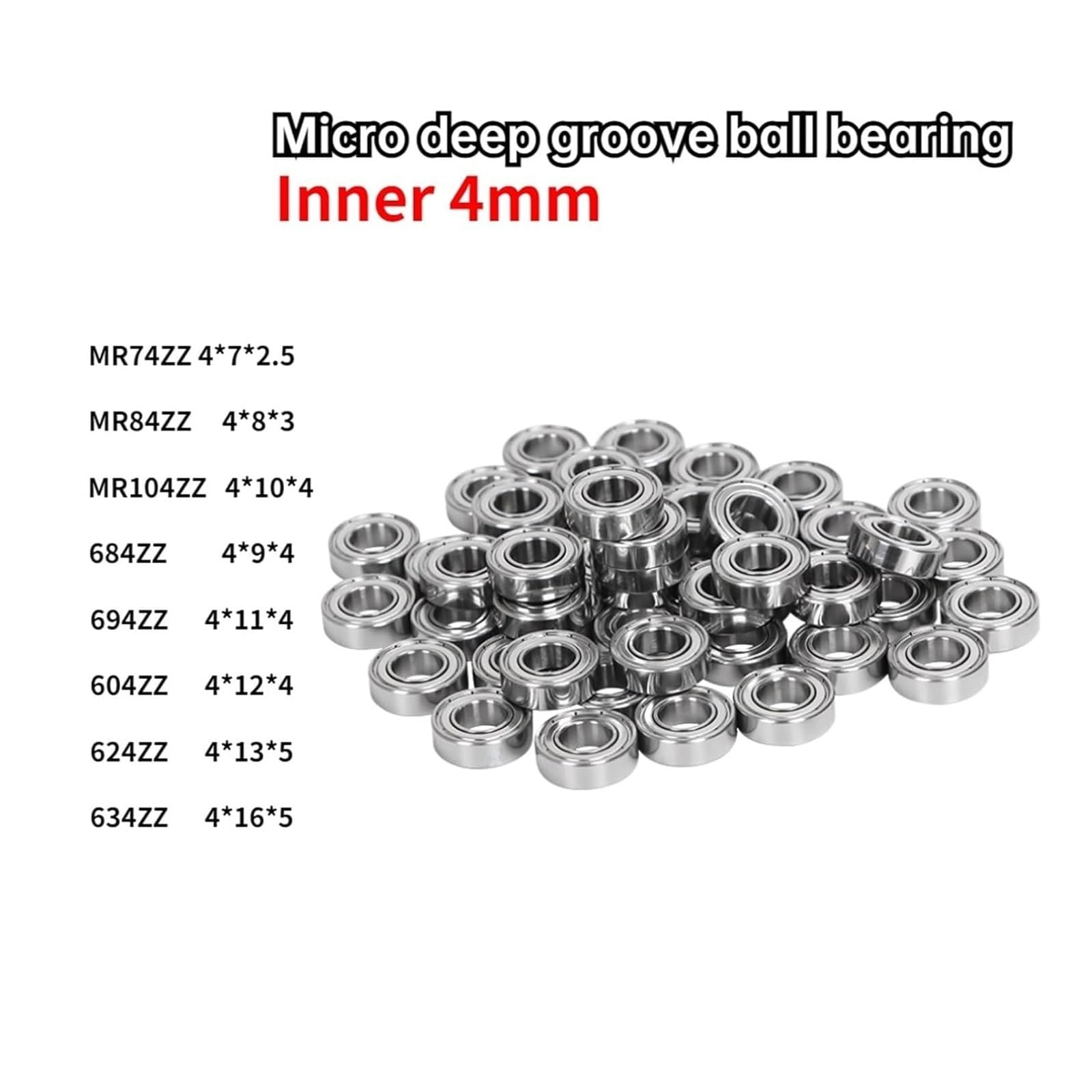 Cuscinetto, Cuscinetti a Sfere a Gola Profonda, Cuscinetti in Miniatura, Alti Giri al Minuto all'Interno di 4 mm in Miniatura(MR84ZZ 4X8X3)