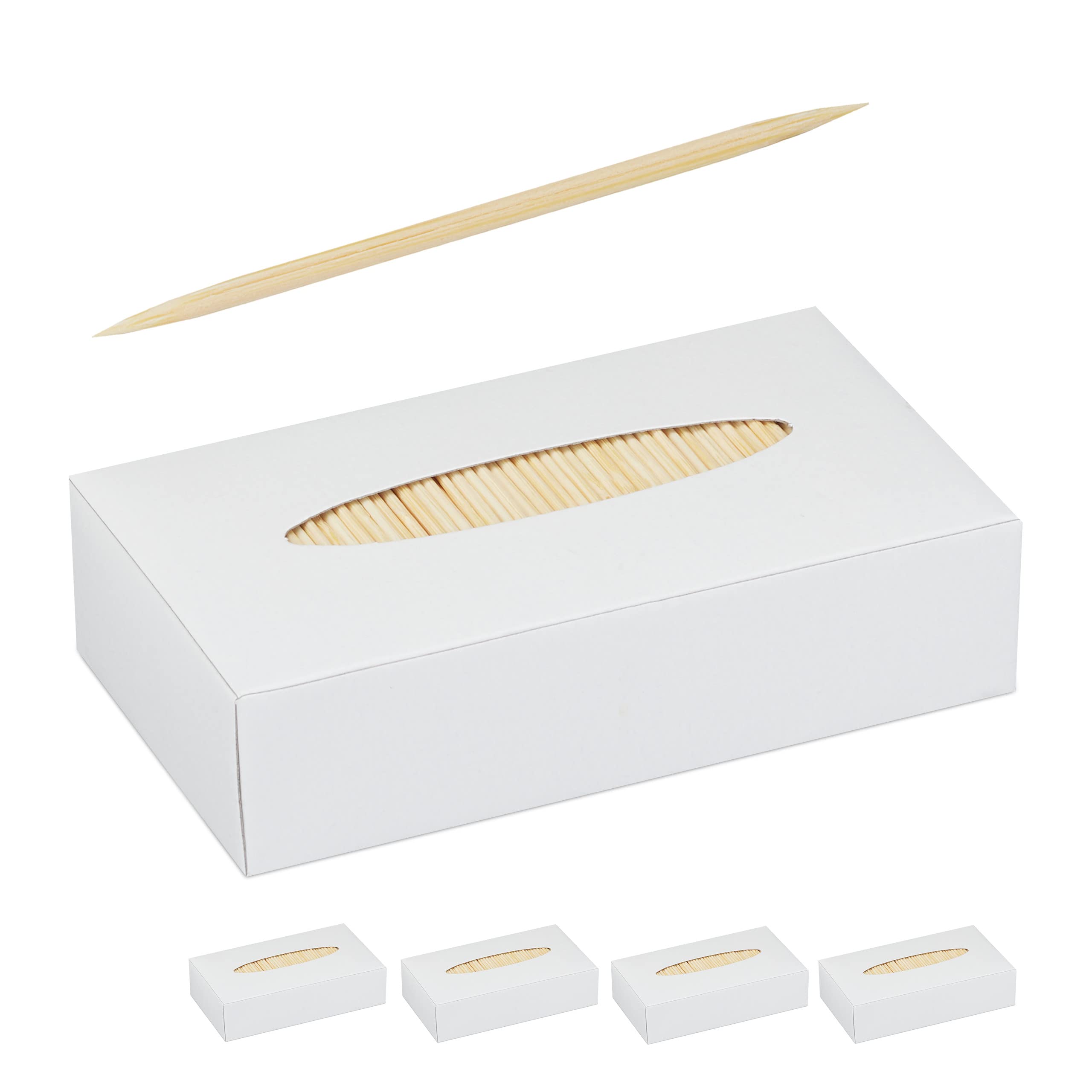 Relaxdays Cure-Dents en Bois Lot de 5000, Cure-Dents Fins