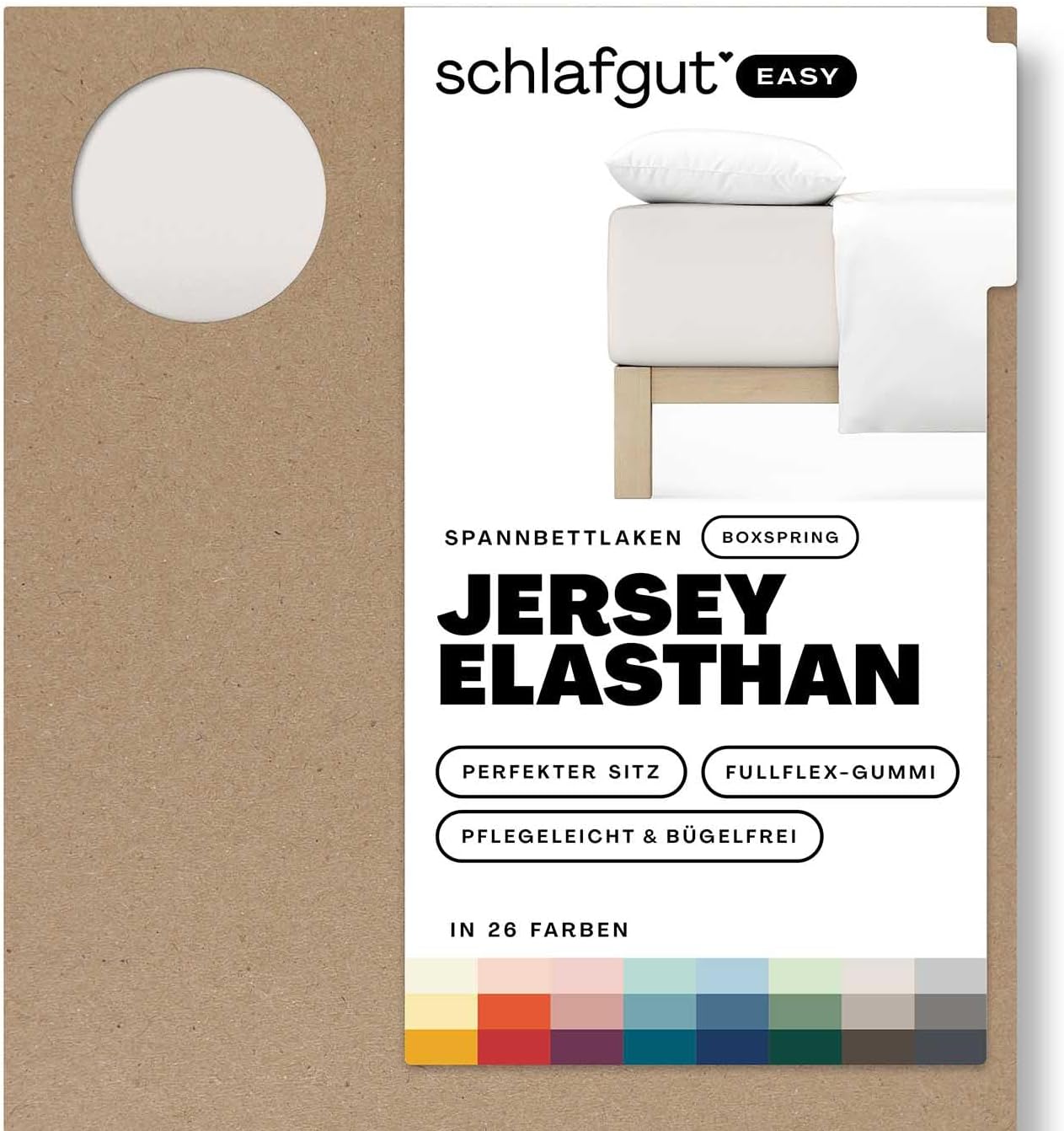 Schlafgut Easy Jersey Elastane Box Spring Fitted Sheet 90 x 190 to 100 x 220 cm Sand Light Fitted Sheet Made of Super Soft Cotton with Elastane