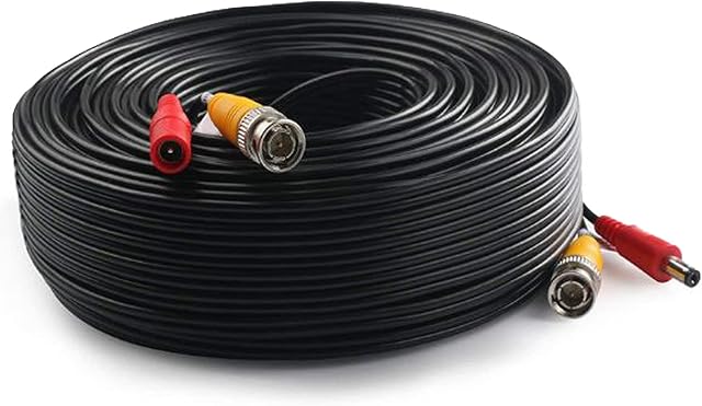 Auroh 5M (16 ft) BNC Cable 2-in-1 Video & Power Pre-made Black Security Camera CCTV Cable for HD Surveillance Camera and DVR System Installation