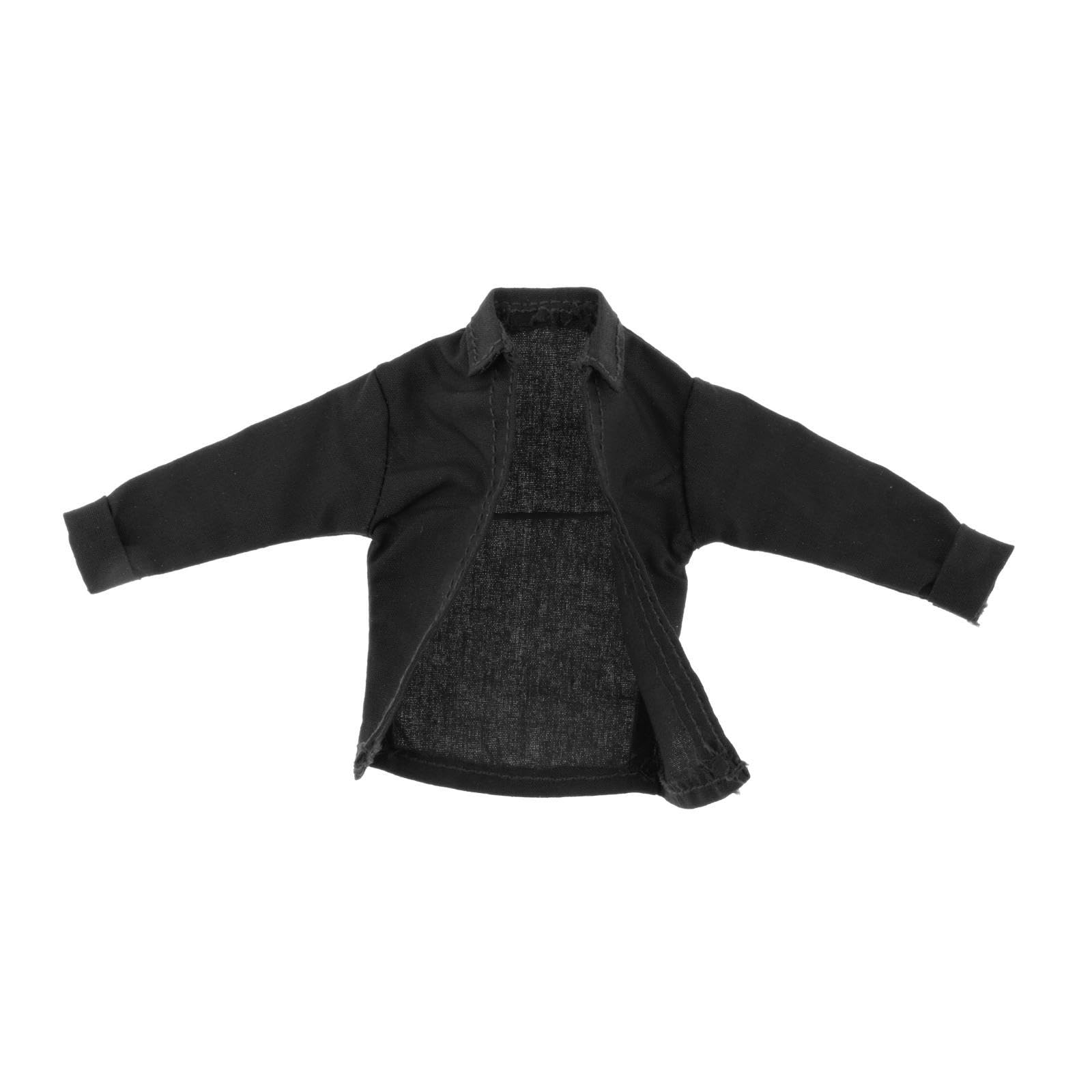 Camicia da Uomo in 1:12 per Soldatini in Miniatura, Camicia Casual da Indossare sopra Le Action Figure da 6 Pollici, Nero