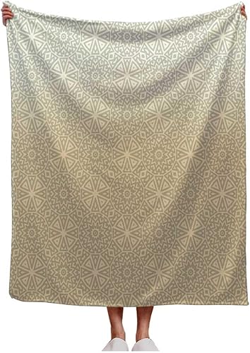 Miniatura 1 de Manta pequeña color crema geométrica a cuadros Cobijas para El Frio cama de campamento 40 pulgadas x 60 pulgadas